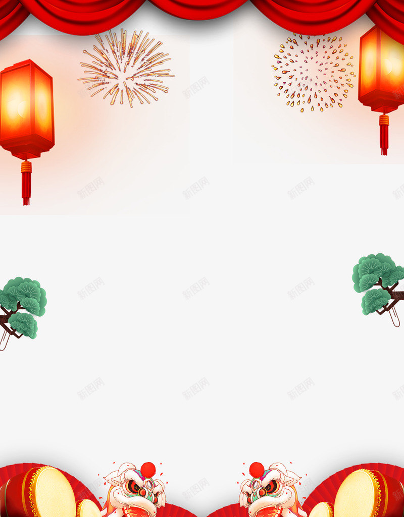 新年钜惠背景边框psd分层图png免抠素材_88icon https://88icon.com 传统边框背景 喜迎新年 大鼓 年末大促 新年狂欢购 新年钜惠 欢度春节 灯笼 烟花 福袋 红幕布
