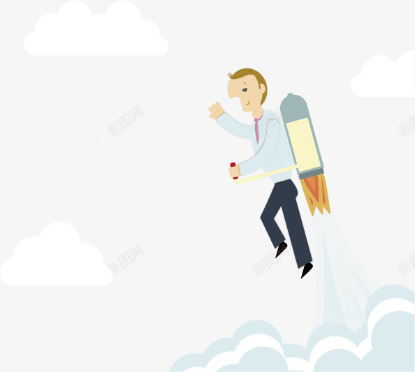 提升业绩png免抠素材_88icon https://88icon.com 卡通 手绘 火箭 男人