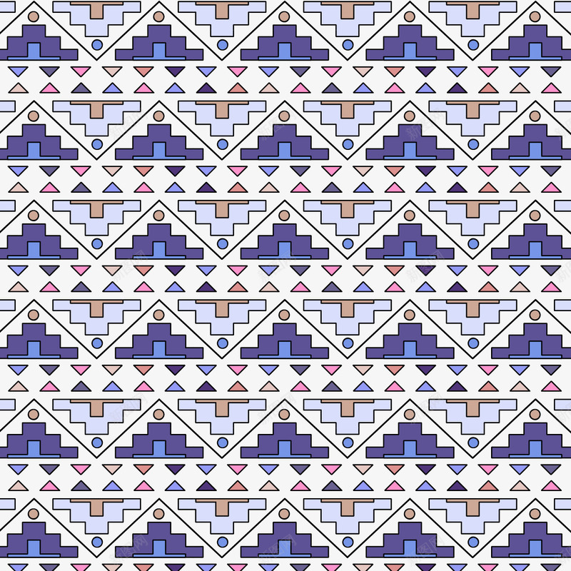 复古几何三角背景矢量图ai免抠素材_88icon https://88icon.com 免扣png素材 免费png素材 几何拼接 几何金字塔 紫色 背景图 蓝色 矢量图