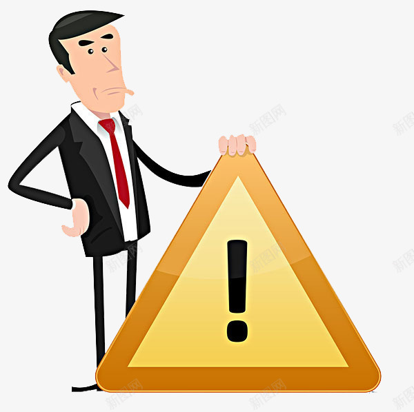 一个拿着警告牌的男人png免抠素材_88icon https://88icon.com 卡通手绘 商务人士 套装 西装革履 警告牌 领带