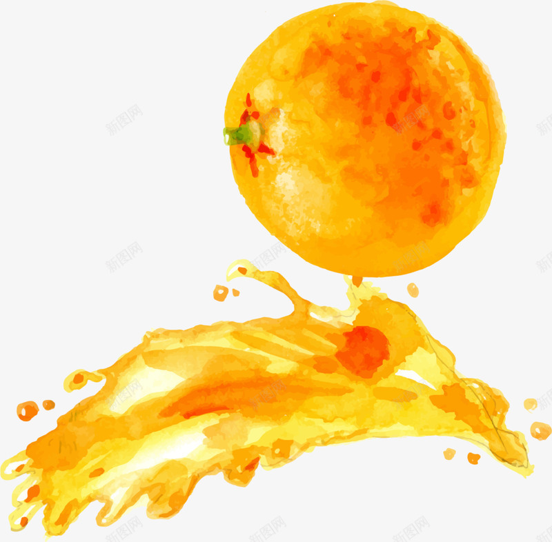鲜榨果汁橙色橙汁png免抠素材_88icon https://88icon.com 手绘 果汁 橙子 橙色橙汁 水彩 鲜榨果汁