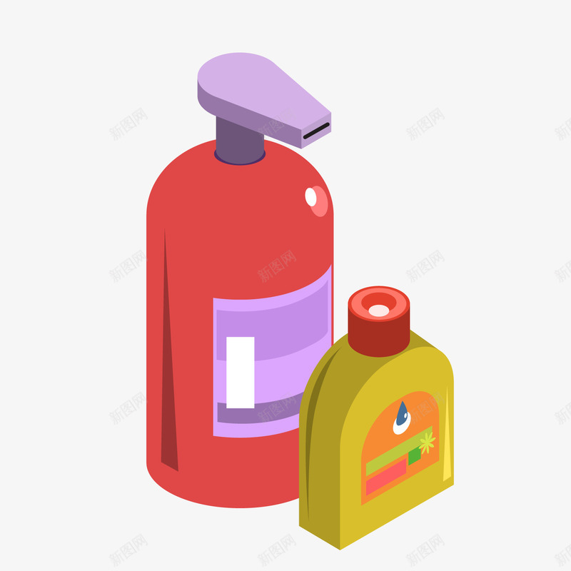 彩色扁平化洗化用品元素矢量图ai免抠素材_88icon https://88icon.com 彩色 扁平化 洗化用品 盖子 纹理 高光 矢量图