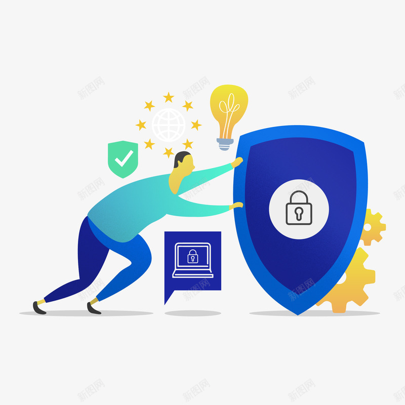 卡通手绘安全保护的男人矢量图ai免抠素材_88icon https://88icon.com PNG男人 保护 保护安全 安全 安全保护 男人 男人PNG 矢量图