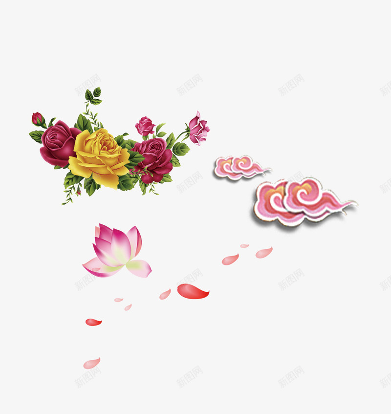 花卉花朵漂浮花瓣祥云psd免抠素材_88icon https://88icon.com 漂浮 祥云 花卉 花朵 花瓣