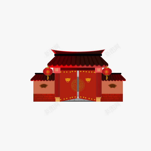 春节新年过年建筑png免抠素材_88icon https://88icon.com 古风 建筑 新年 春节