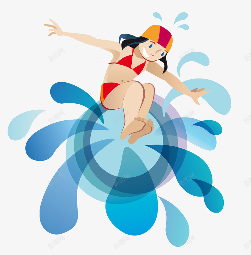 彩色圆角水上运动元素png免抠素材_88icon https://88icon.com 卡通 圆弧 圆环 帽子 彩色 插画 水上 运动