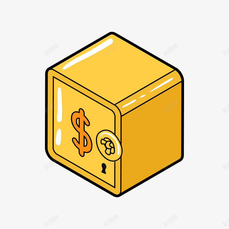 金色保险柜png免抠素材_88icon https://88icon.com 圆角 正方形 立体 纽扣 美元标志