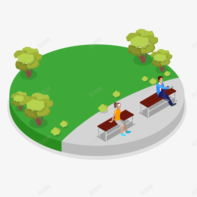 彩色绿色立体公园元素矢量图ai免抠素材_88icon https://88icon.com 商务 圆弧 圆形 彩色 植物 环境 立体 绿色 自然 矢量图