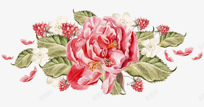 一个花团png免抠素材_88icon https://88icon.com 树叶 漂亮 白色 红色 美丽 花团 花朵 落叶 鲜艳
