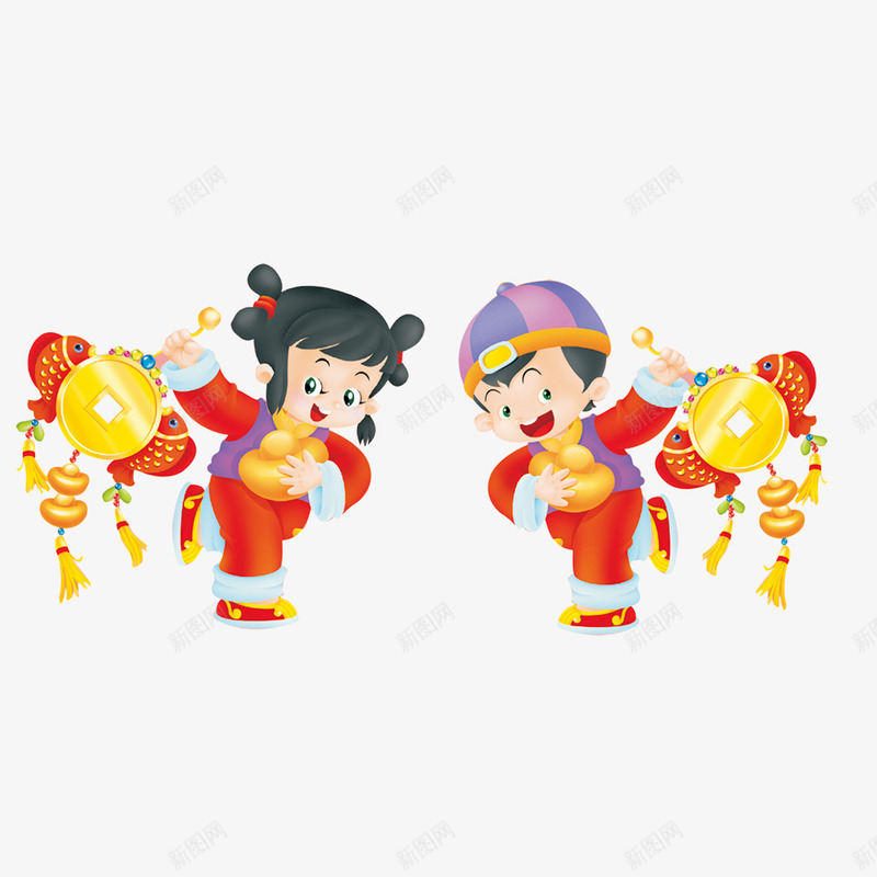 福娃拜年png免抠素材_88icon https://88icon.com 喜庆 拜年 新年 春节 福娃