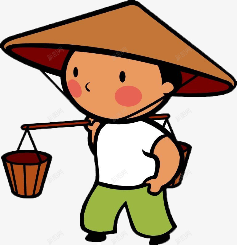 挑担子的男人png免抠素材_88icon https://88icon.com 人物 儿童 卡通 少儿 担水 挑担子图
