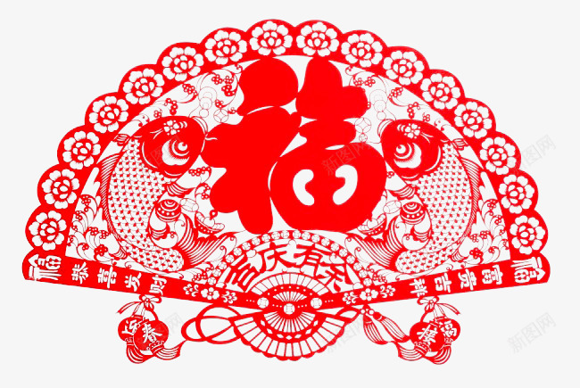 春节年年有余福字剪纸png免抠素材_88icon https://88icon.com 剪纸 年年 春节 有余