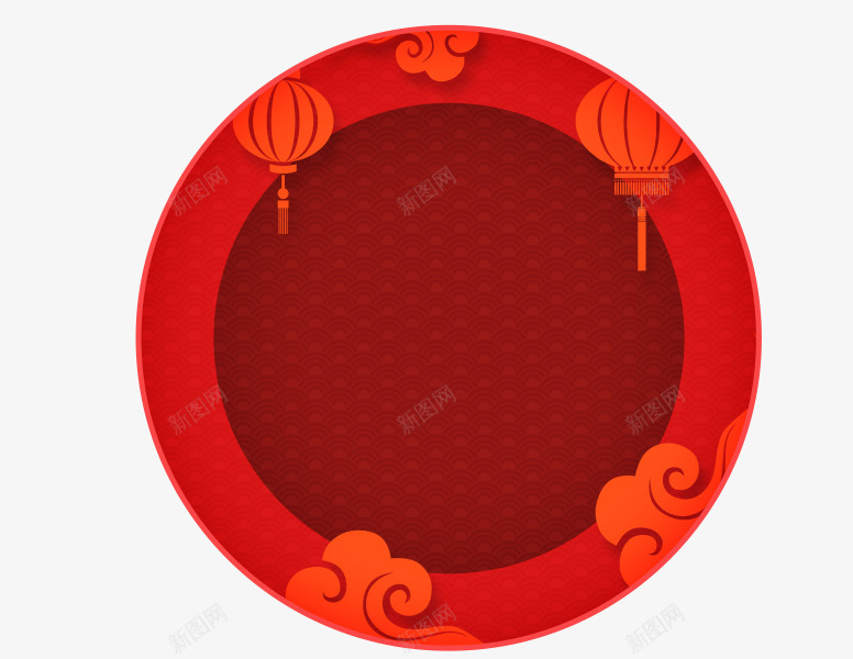 2018年春节红色圆形喜庆背景psd免抠素材_88icon https://88icon.com 2018年 创意边框 喜庆 新年 春节 红色圆形背景