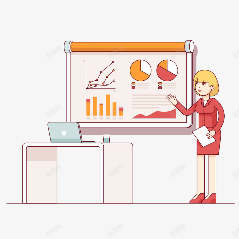 手绘卡通汇报工作PPT装饰png免抠素材_88icon https://88icon.com 人物 办公 合作 商务 开会讲演 汇报工作 职场人物 谈生意