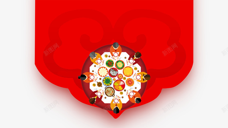 红色背景除夕团圆饭吊旗png免抠素材_88icon https://88icon.com 吊旗 团团圆圆 团圆饭 年味 新春 红色背景 除夕