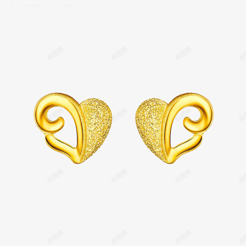 心形镂空耳钉png免抠素材_88icon https://88icon.com 产品实物 纯金 耳环 耳饰 金色