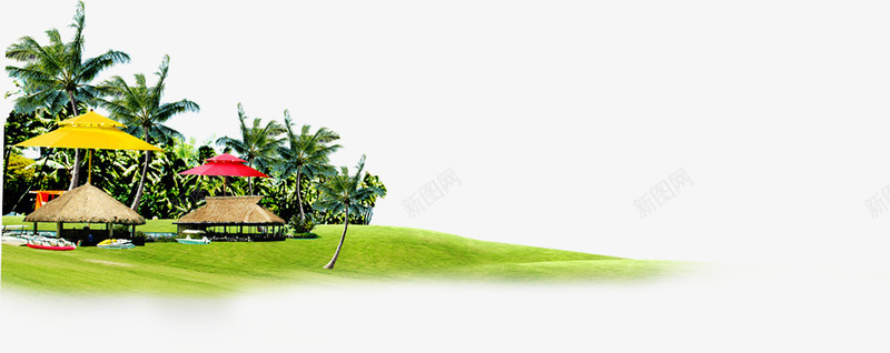 绿色椰树海滩度假风光png免抠素材_88icon https://88icon.com 度假 椰树 海滩 绿色 风光