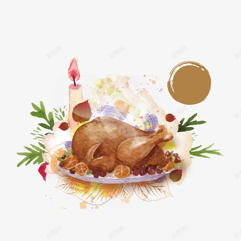 感恩节美食psd免抠素材_88icon https://88icon.com 光泽 感恩节 手绘 火鸡 美食 节日 蜡烛 食物