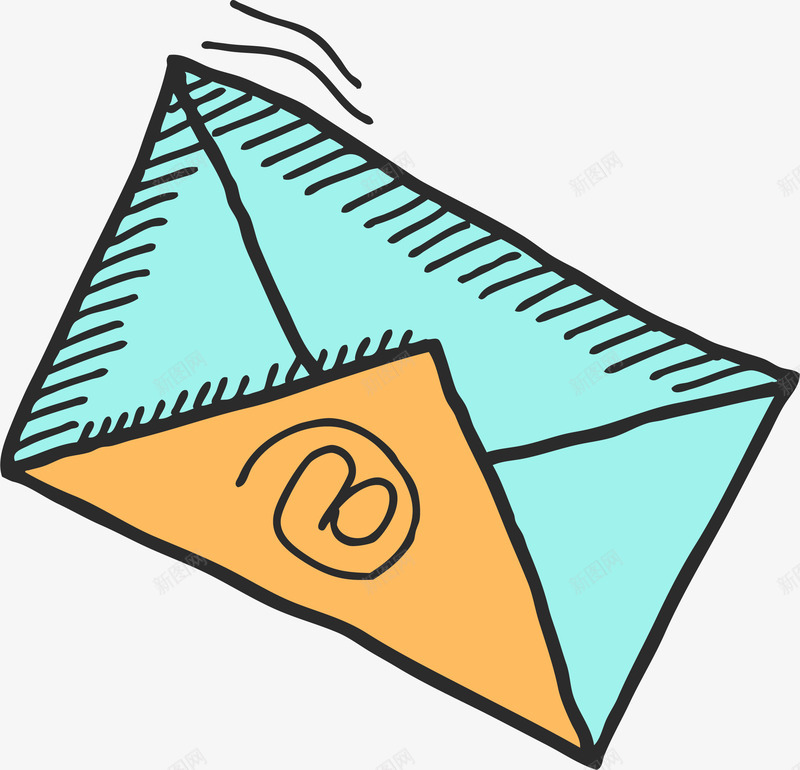 蓝色复古信封png免抠素材_88icon https://88icon.com 信封 卡通手绘 复古 矢量图案 蓝色 邮件