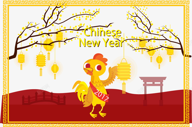 复古边框大年初一海报png免抠素材_88icon https://88icon.com 复古边框 大年初一 矢量素材 除夕海报 黄色