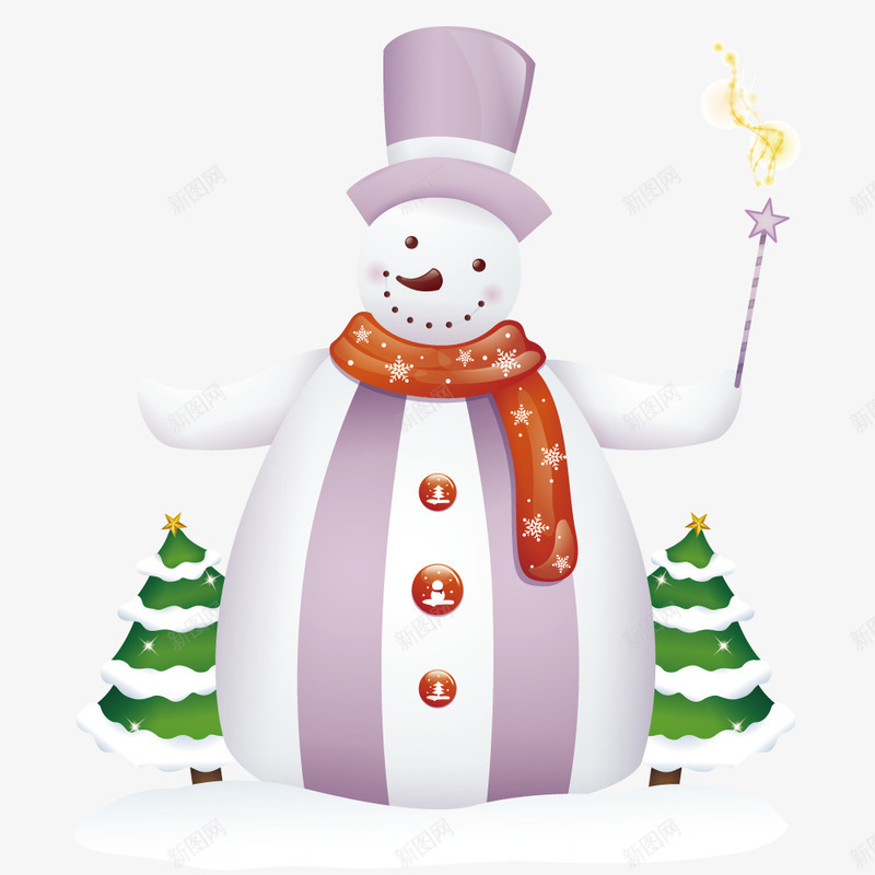 围着围巾的雪人png免抠素材_88icon https://88icon.com 卡通 围巾 插画 雪人