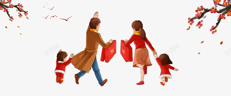 春节购物人物psd分层图png免抠素材_88icon https://88icon.com 喜迎新年 新年狂欢购 春节 春节喜庆psd分层图 梅花 欢度春节 购物人物