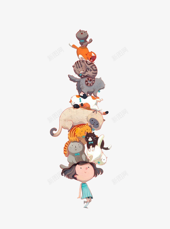 与猫叠骨牌png免抠素材_88icon https://88icon.com 卡通猫 妈咪 宠物 小女孩 猫 萌宠