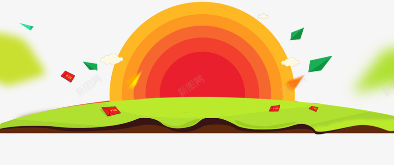 大促活动背景png免抠素材_88icon https://88icon.com 双12 双12背景 彩虹 漂浮物 红包 背景