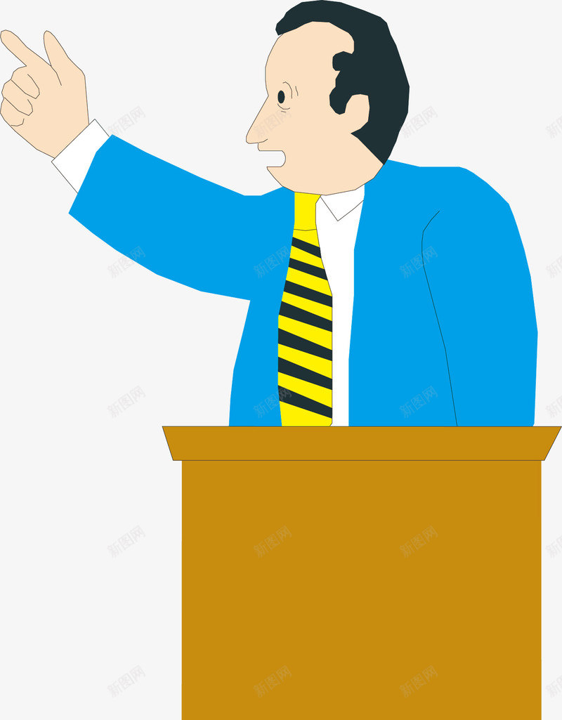 穿蓝色西装演讲的人矢量图ai免抠素材_88icon https://88icon.com 人物图 卡通 卡通人物 演讲者 男人 职员 解说员 讲述 矢量图