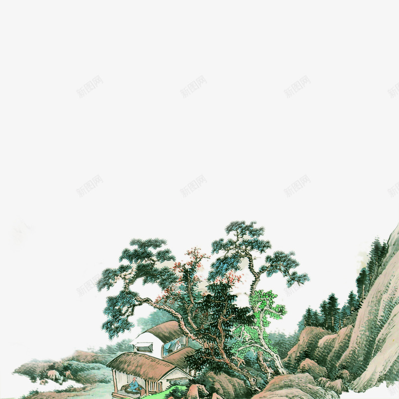 山边小屋png免抠素材_88icon https://88icon.com 小屋 山坡 山边小屋 树 水 草屋