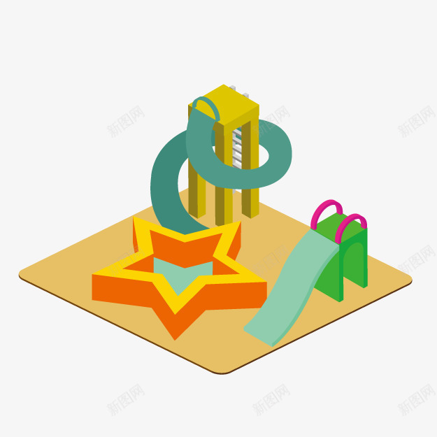 卡通公园模型png免抠素材_88icon https://88icon.com 儿童玩具 公园模型 卡通公园 卡通游乐园