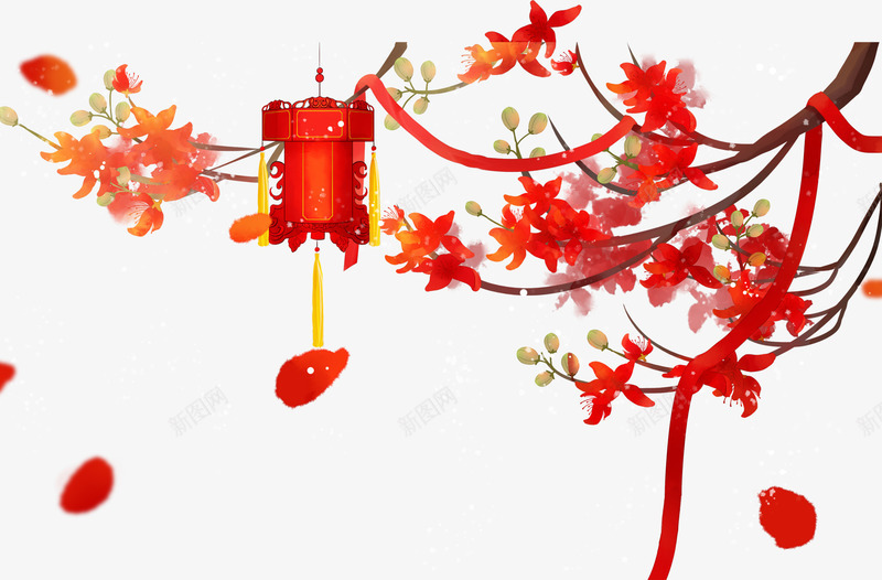 中国风春节装饰图案png免抠素材_88icon https://88icon.com 中国风 新年 新春 春节 灯笼 装饰图案 过年 鲜花