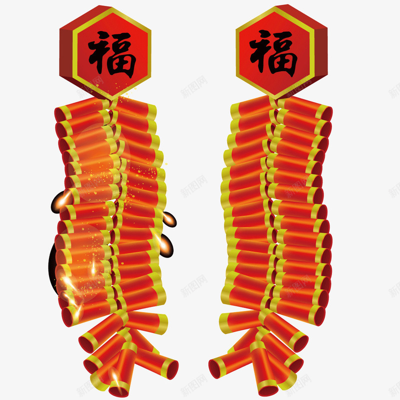 春节元素矢量图ai免抠素材_88icon https://88icon.com 元素 春节 福字 鞭炮 矢量图