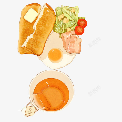 美式早餐手绘画片png免抠素材_88icon https://88icon.com 咖啡 小番茄 手绘美食 豌豆 面包黄油