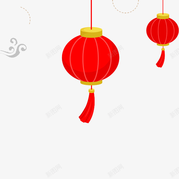 手绘红色灯笼图png免抠素材_88icon https://88icon.com 创意的 卡通 插图 新年 春节 漂浮的 灯笼 红色的