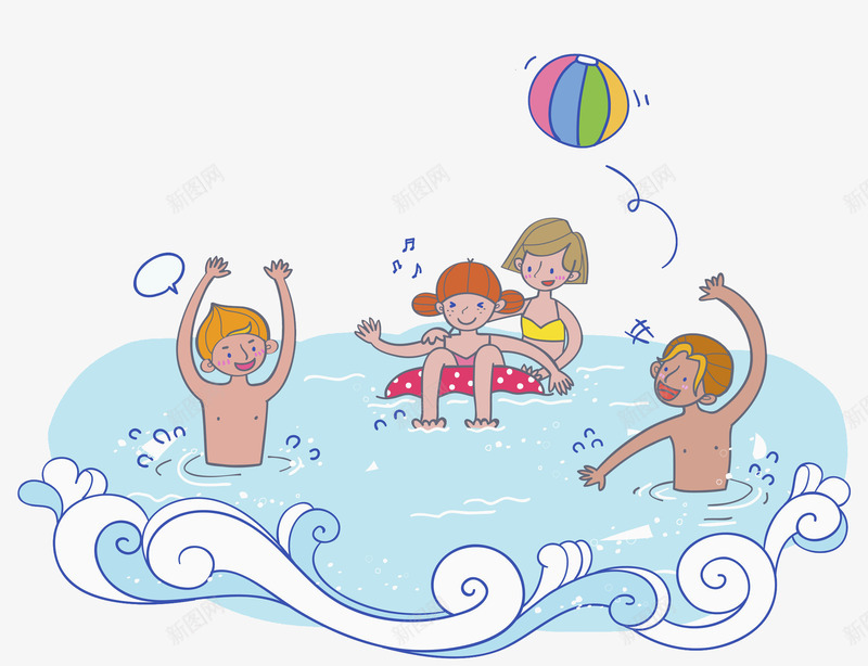 海滩游泳png免抠素材_88icon https://88icon.com 卡通人物 卡通手绘 水彩画 海滩游泳 肖像画 装饰图案