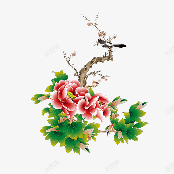 元宵春节新年牡丹花梅花png免抠素材_88icon https://88icon.com 元宵 新年 春节 梅花矢量图 牡丹花矢量图