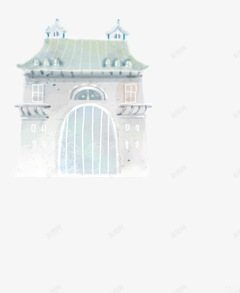 蓝色梦幻冬季房屋png免抠素材_88icon https://88icon.com 冬季 房屋 梦幻 蓝色