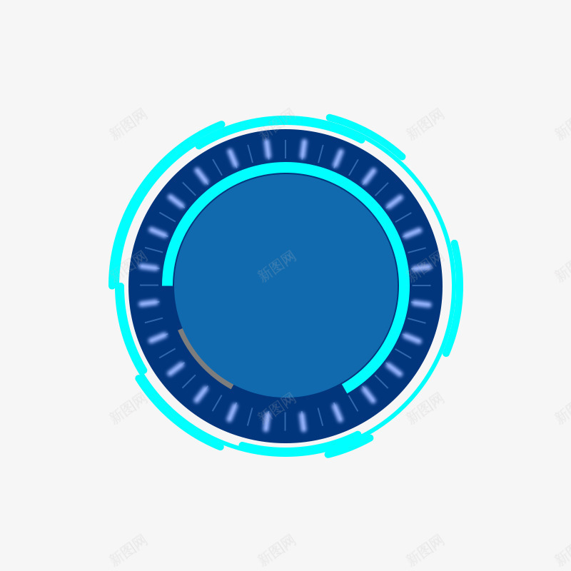 圆形按钮边框科技感png免抠素材_88icon https://88icon.com 便签按钮 圆形按钮 现代科技边框 科技感 蓝色 边框
