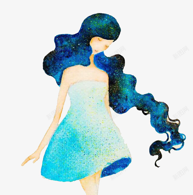 小清新人物png免抠素材_88icon https://88icon.com 卡通 女孩儿 清凉 清新 蓝色