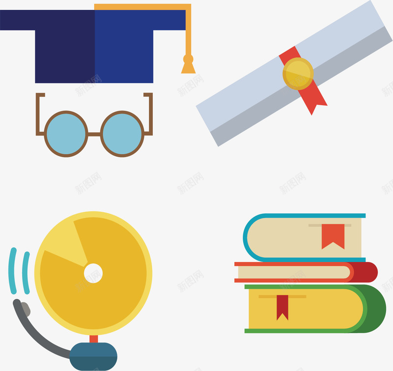 毕业典礼毕业服矢量图eps免抠素材_88icon https://88icon.com 书本 学士帽 教育培训 毕业 毕业证 矢量素材 矢量图