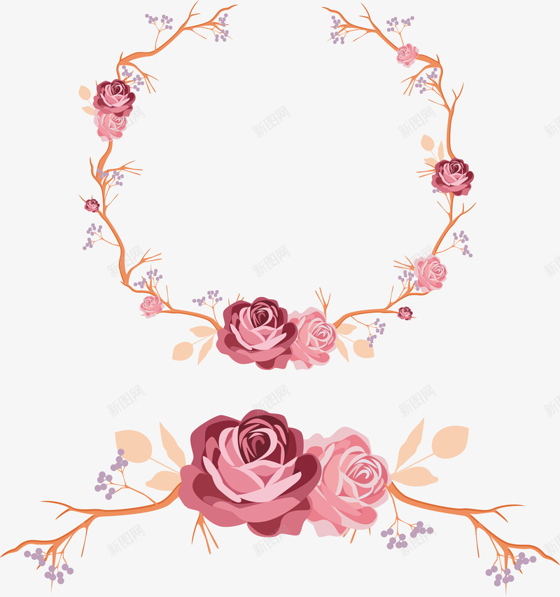 玫瑰花环png免抠素材_88icon https://88icon.com 玫瑰 玫瑰花环 白色 花环 装饰设计