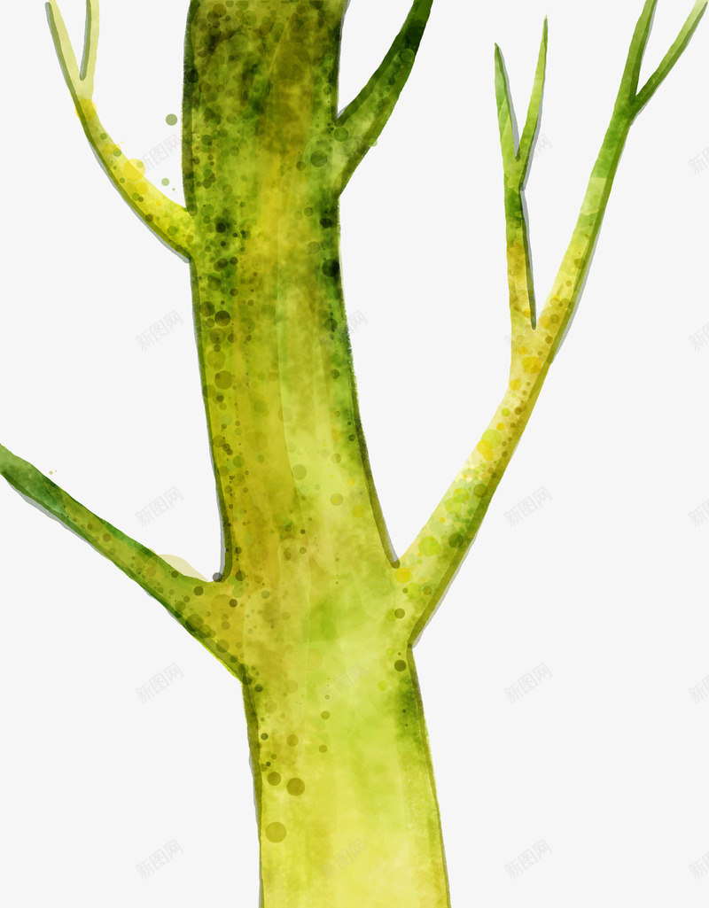 唯美春节树干风景手绘插画png免抠素材_88icon https://88icon.com 插画 春节 树干 风景