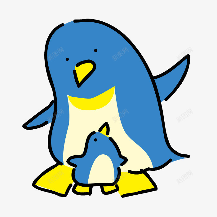 两只企鹅png免抠素材_88icon https://88icon.com 元素 南极 母子 素材