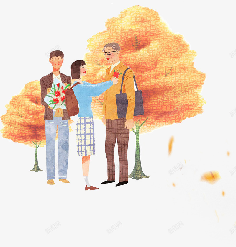 手绘感恩教师png免抠素材_88icon https://88icon.com 学生 手绘学生 手绘教师 教师 教师节 秋天 秋季