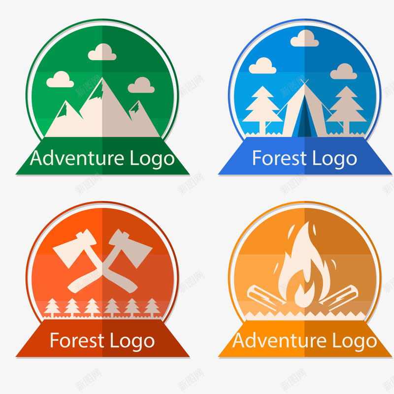 彩色森林探险标志矢量图ai免抠素材_88icon https://88icon.com 保护 大自然 标志 森林 植物 防火 矢量图