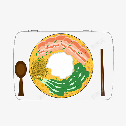 手绘猪肉蔬菜碗筷png免抠素材_88icon https://88icon.com 创意 木质 装饰