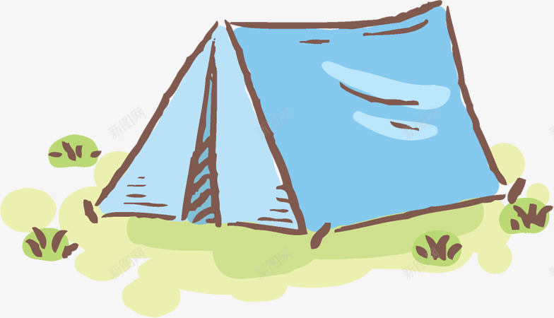 蓝色帐篷手绘图案png免抠素材_88icon https://88icon.com 小草 帐篷 手绘图 简图 草坪 野外 野营 露营