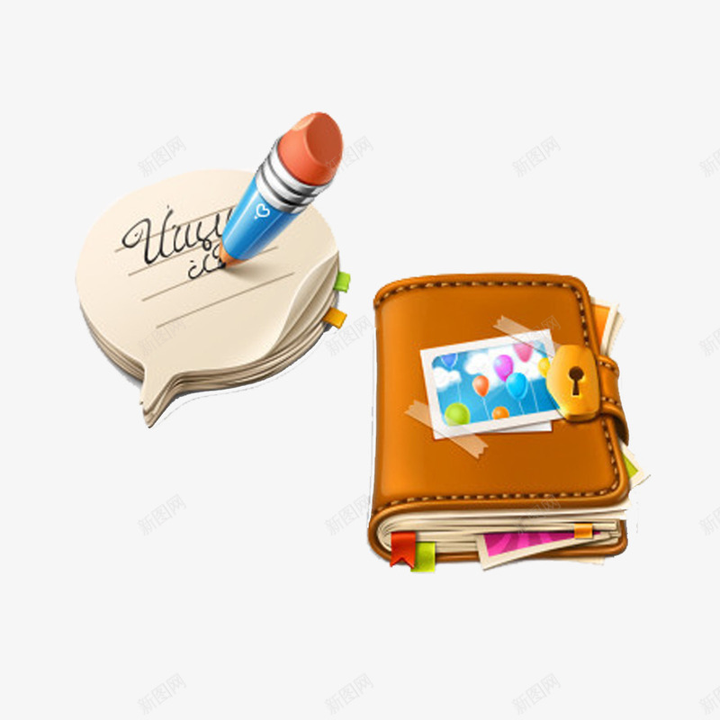 卡通版笔记本和便签纸png免抠素材_88icon https://88icon.com 卡通 数钱 笔 笔记本