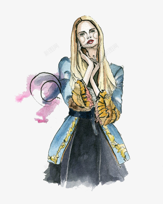 创意时尚服装插画稿png免抠素材_88icon https://88icon.com 创意服装设计 女装设计稿 手绘时装设计图
